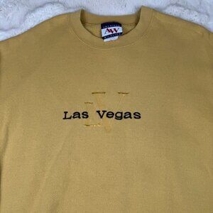 Vintage Las Vegas Nevada Embroidered Logo Sweatshirt Mens XL 90s Sweater Yellow